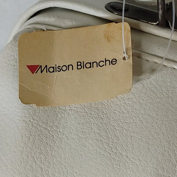 Maison Blanche White Pebbled Leather Purse NWT Handle & Shoulder Strap Vtg OOB - Picture 4 of 15
